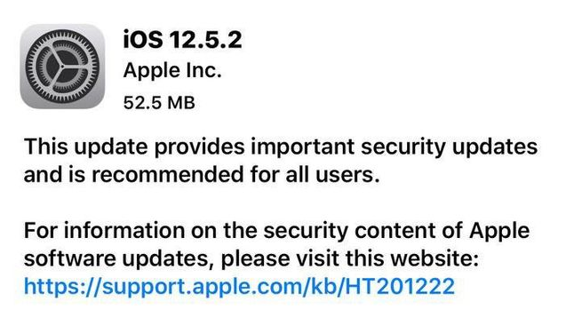 鹤城苹果手机维修分享iOS12.5.2发布，建议所有老苹果用户安装 